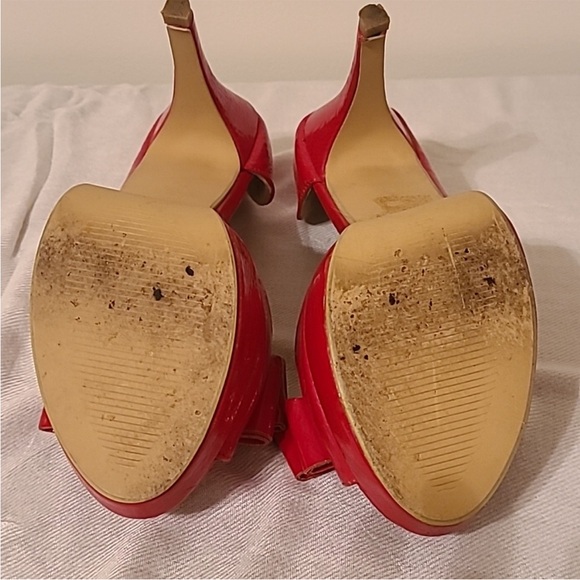 Rampage size 8 1/2 Red Paten Leather Peeptoe Pumps - Picture 4 of 4